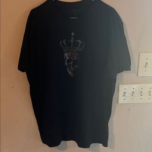 JOHN VARVATOS CROWNED SKULL BLACK TEE SIZE XXL